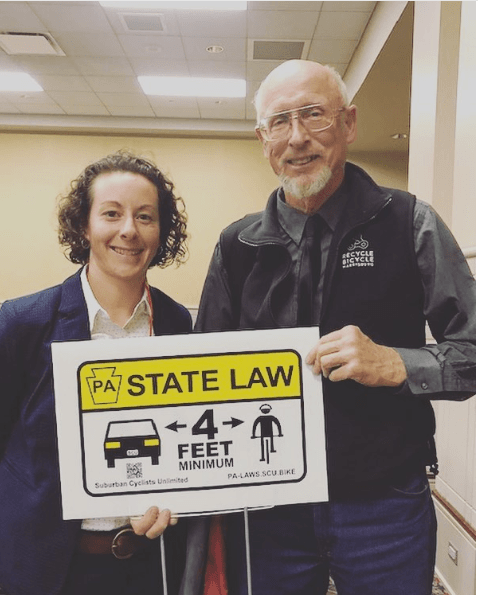 Attorney @arleykemmerer poses with PA cycling advocate who worked to secure #4feet law in PA!