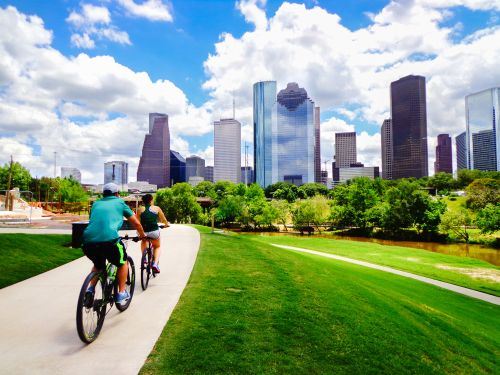 people bike riding at the park