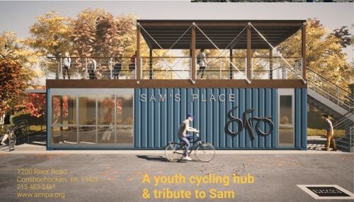 Rendering of Sam’s Place, a youth cycling hub at AIM Academy, Philadelphia