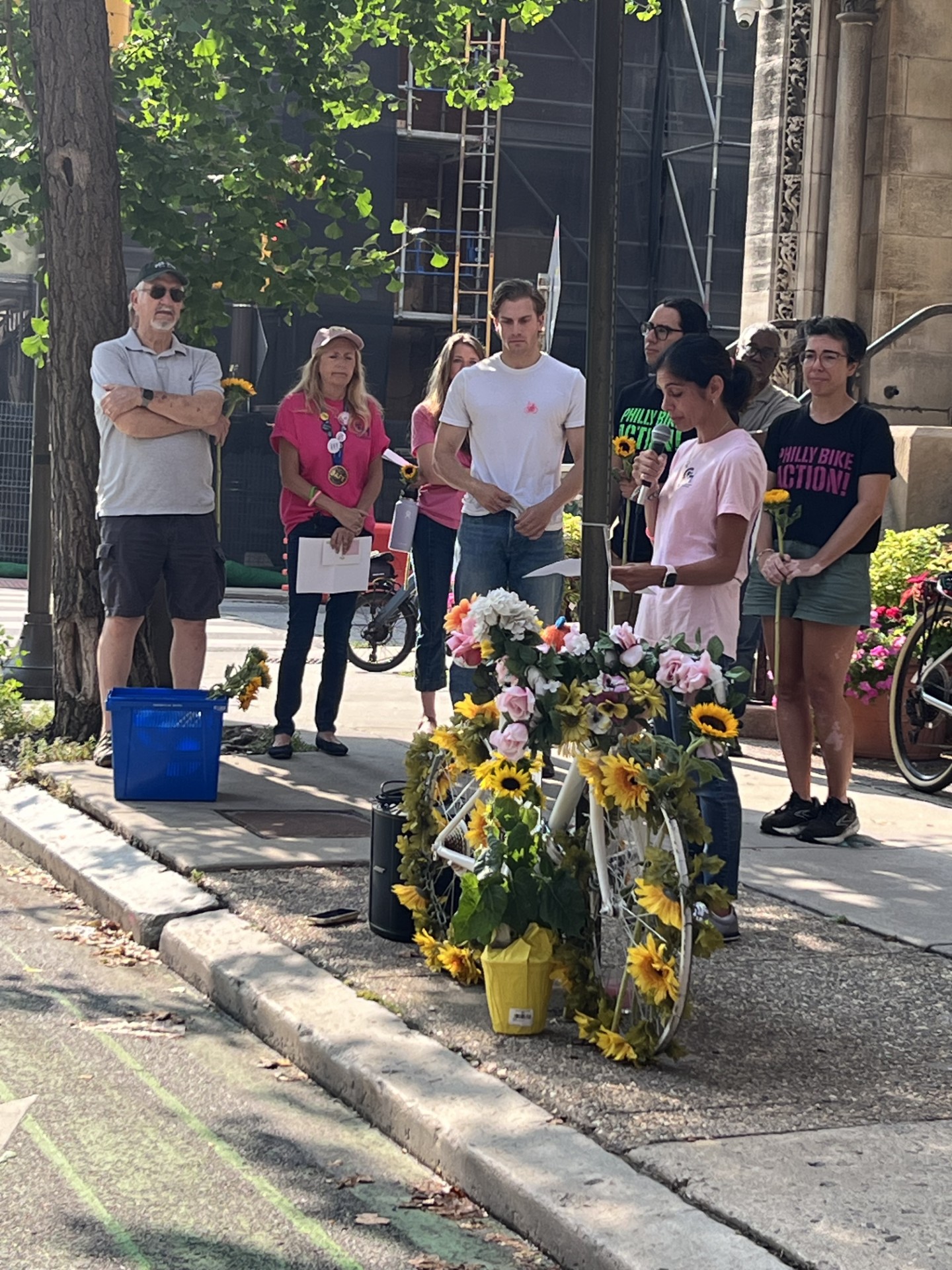CHOP colleagues, family, and friends gather at a Philly Bike Action two-year memorial for Dr. Barbara Friedes, July 2026.