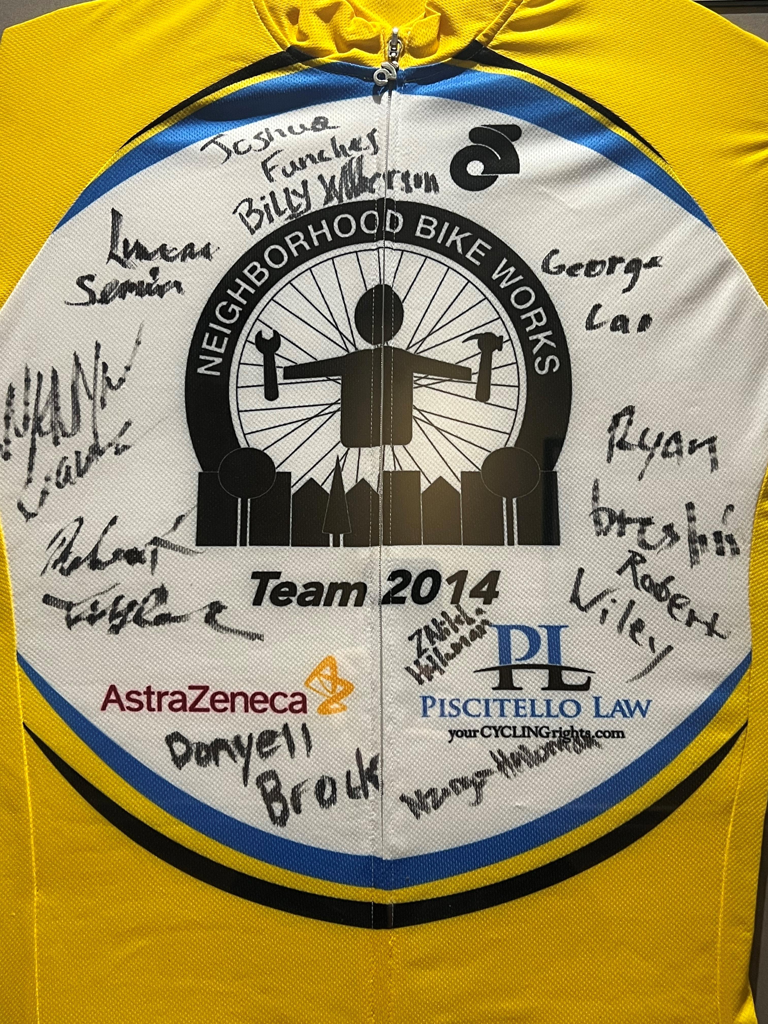 a signed kit by the Neighborhood Bike Works members